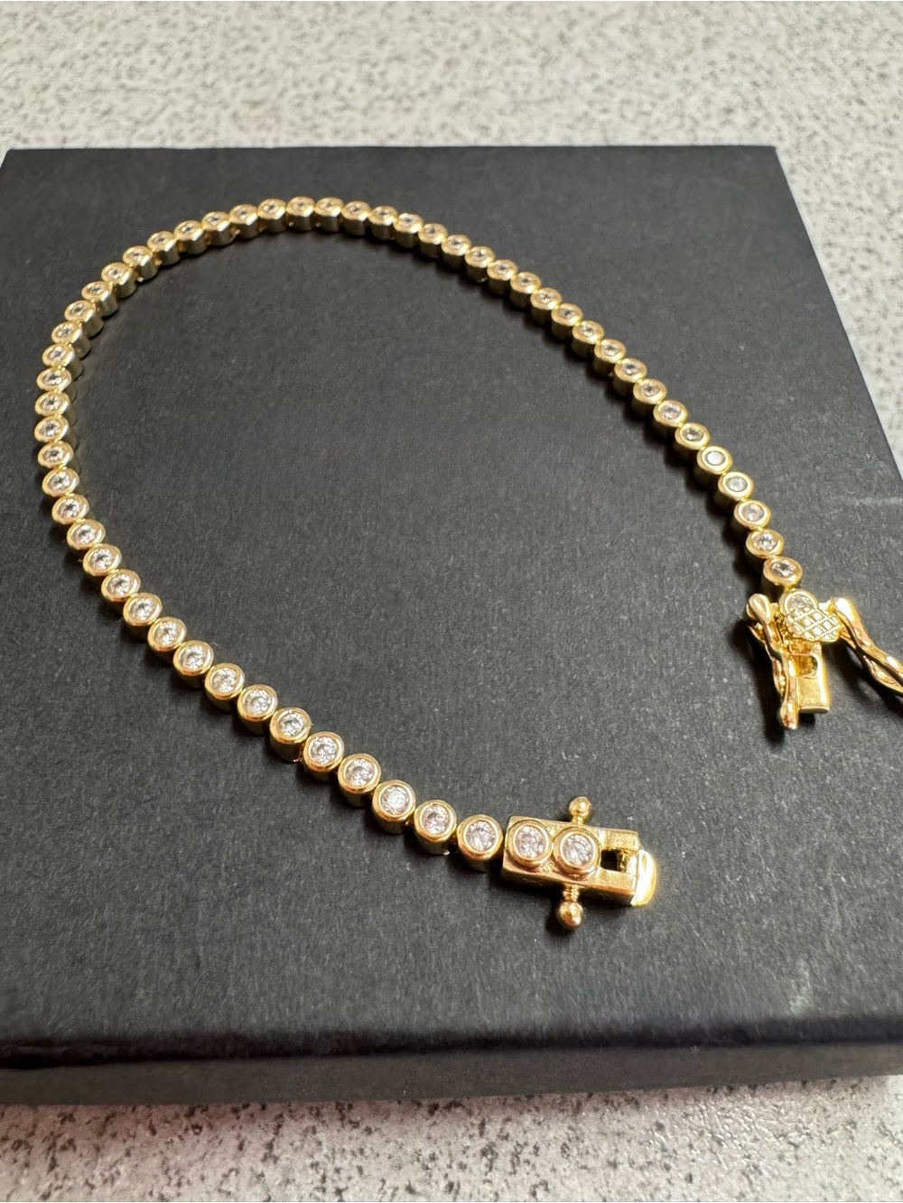 Gold Bezel Cubic Zirconia Tennis Bracelet
